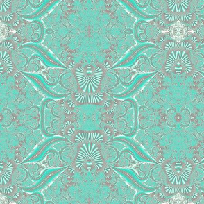 Light Turquoise Fractal Brocade