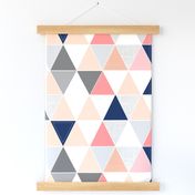 Coral/Navy Sketch Triangle Quilt