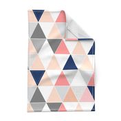 Coral/Navy Sketch Triangle Quilt