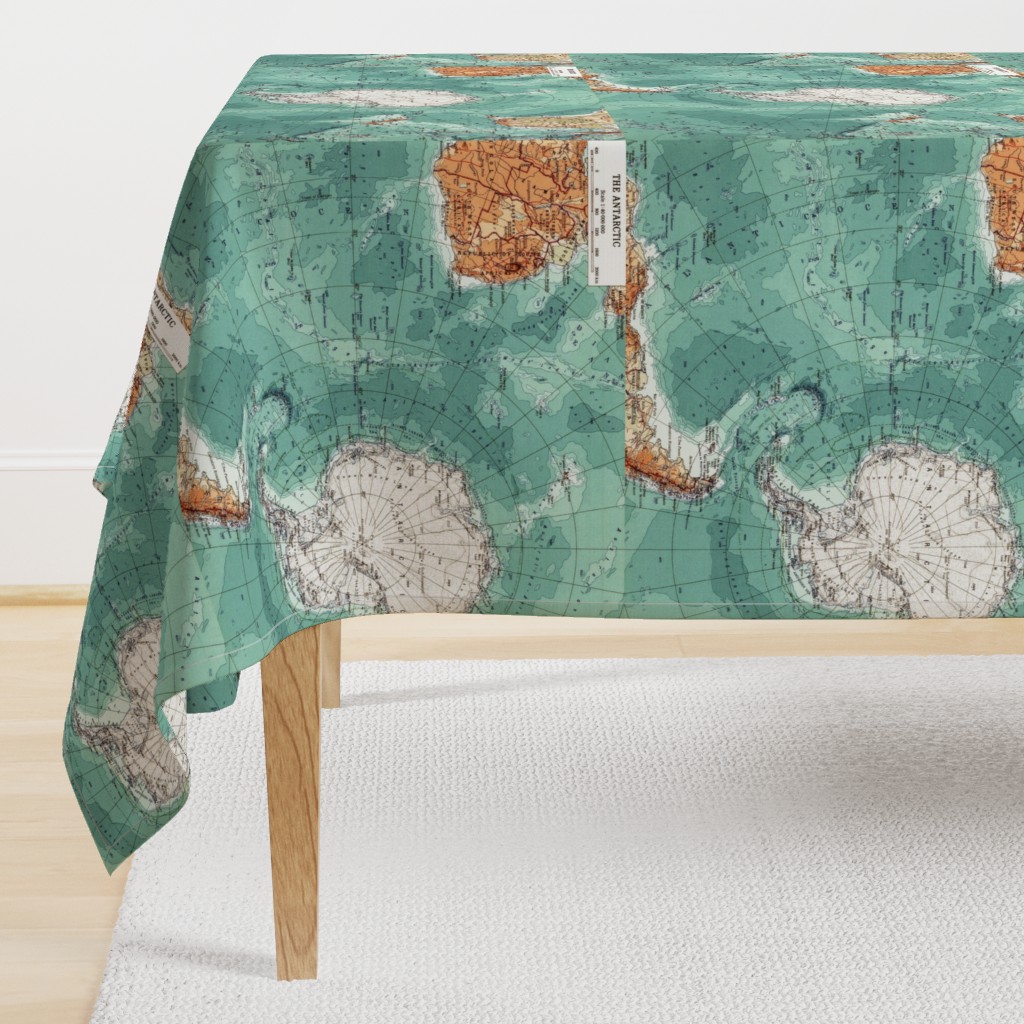 Map Wrap™ Antarctica Oceans Map Fat Quarter Teal Green  