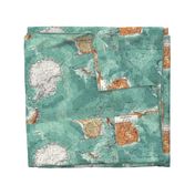 Map Wrap™ Antarctica Oceans Map Fat Quarter Teal Green  