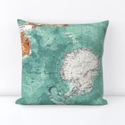 Map Wrap™ Antarctica Oceans Map Fat Quarter Teal Green  