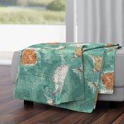 Map Wrap™ Antarctica Oceans Map Fat Quarter Teal Green  