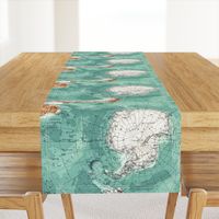 Map Wrap™ Antarctica Oceans Map Fat Quarter Teal Green  