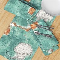 Map Wrap™ Antarctica Oceans Map Fat Quarter Teal Green  