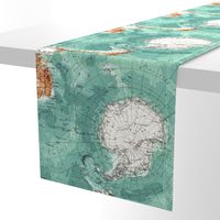 Map Wrap™ Antarctica Oceans Map Fat Quarter Teal Green  