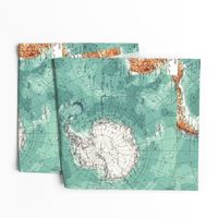 Map Wrap™ Antarctica Oceans Map Fat Quarter Teal Green  