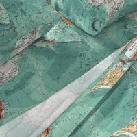 Map Wrap™ Antarctica Oceans Map Fat Quarter Teal Green  