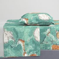 Map Wrap™ Antarctica Oceans Map Fat Quarter Teal Green  