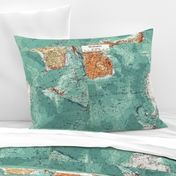 Map Wrap™ Antarctica Oceans Map Fat Quarter Teal Green  