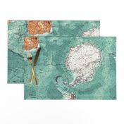 Map Wrap™ Antarctica Oceans Map Fat Quarter Teal Green  