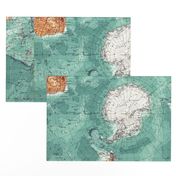 Map Wrap™ Antarctica Oceans Map Fat Quarter Teal Green  