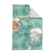 Map Wrap™ Antarctica Oceans Map Fat Quarter Teal Green  