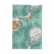 Map Wrap™ Antarctica Oceans Map Fat Quarter Teal Green  