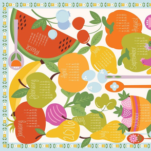 2016 Fruits and Veggies Tea Towel