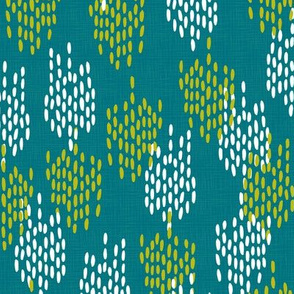 Abstract Scales on Faux Linen- Teal