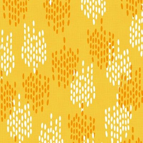 Abstract Scales on Faux Linen- Yellow