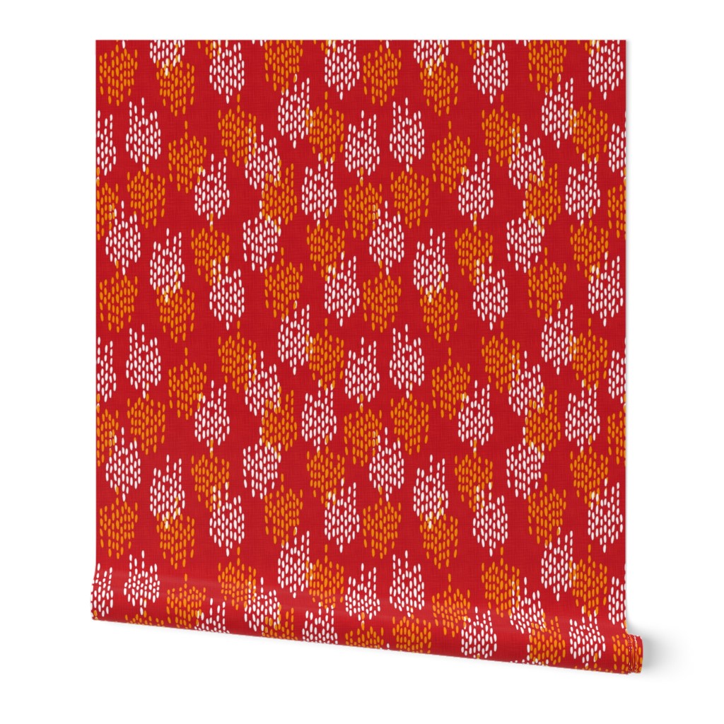 Abstract Scales on Faux Linen- Red