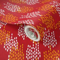 Abstract Scales on Faux Linen- Red