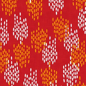 Abstract Scales on Faux Linen- Red