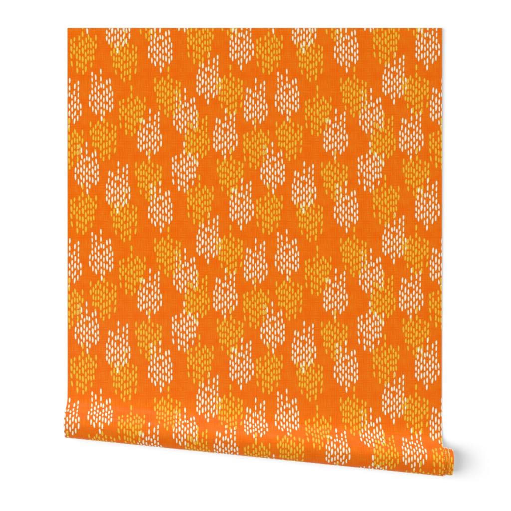 Abstract Scales on Faux Linen- Orange