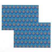 Tulips woven in old gold on cerulean blue by Su_G_©SuSchaefer