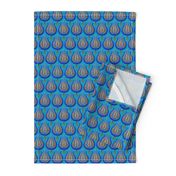 Tulips woven in old gold on cerulean blue by Su_G_©SuSchaefer