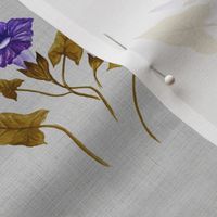 Morning Glory in Royal Purple and Copper on Silver Linen