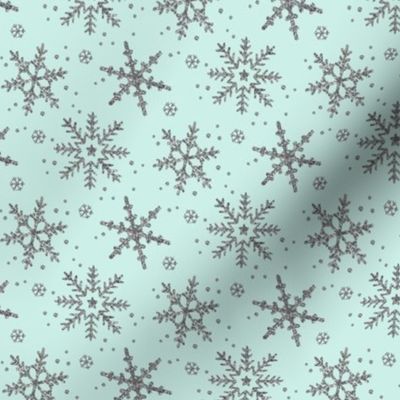 Snowflake Shimmer in Mint, half scale