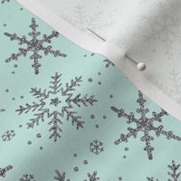 Snowflake Shimmer in Mint, half scale