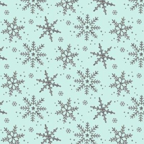 Snowflake Shimmer in Mint, half scale