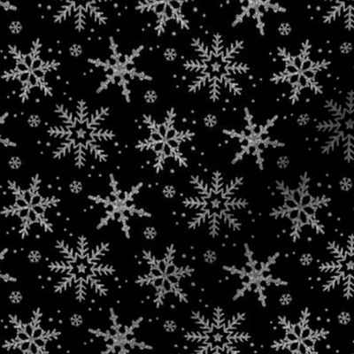 Snowflake Shimmer in Black, half scale