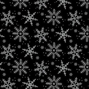 Snowflake Shimmer in Black, half scale