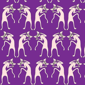 Sphynx  Cats with Hands in the Air in Purple