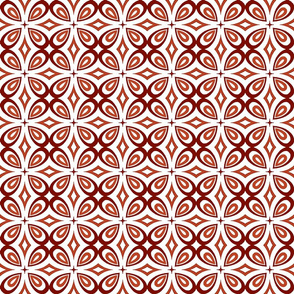Floral Geometric in Red, White and Salmon