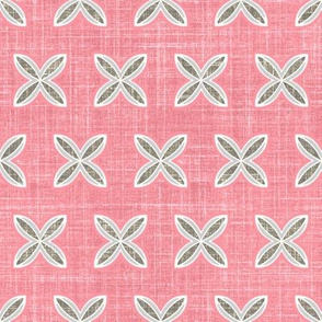 Faux linen pink motif