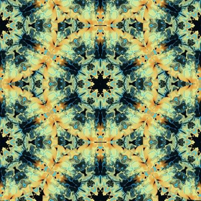 Marbleized Kaleidoscope Star, Gold and Blue