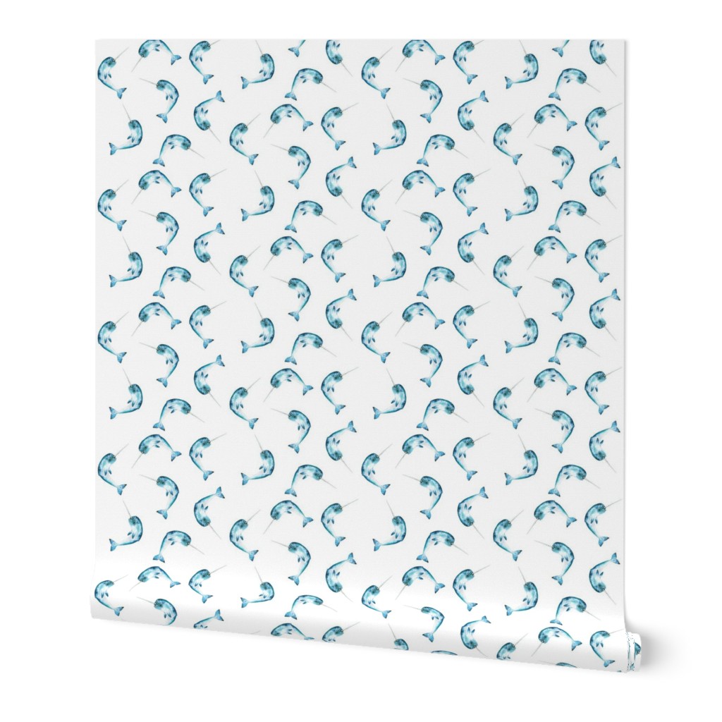 Narwhal Cyan Scattered on White