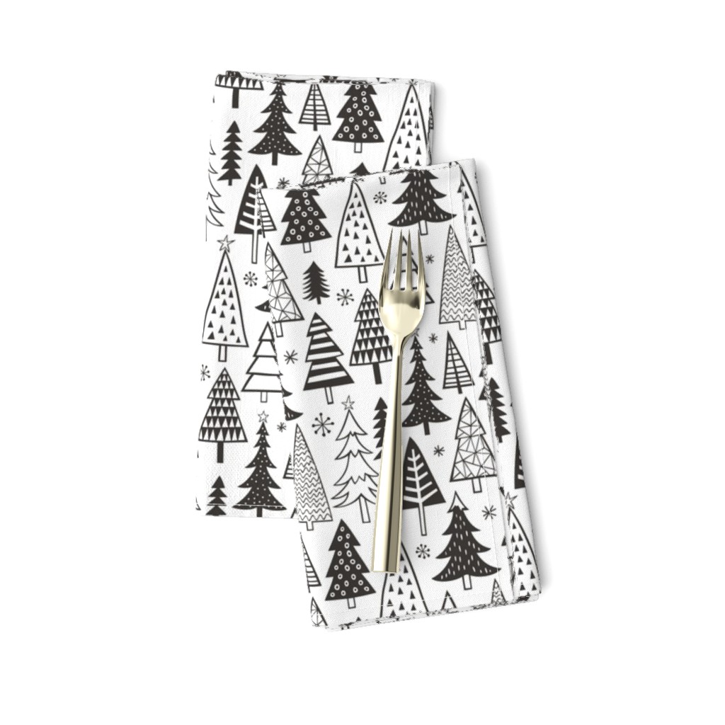 Christmas Holiday Forest Trees Black White