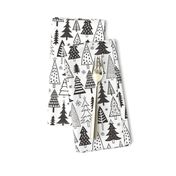 Christmas Holiday Forest Trees Black White