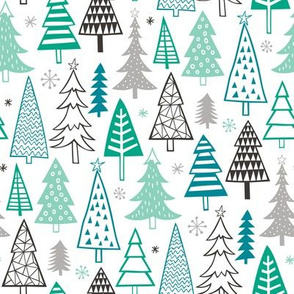 Christmas Forest Trees Mint Green