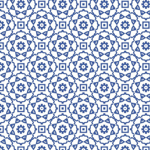 Circular Geometric in Blue and White