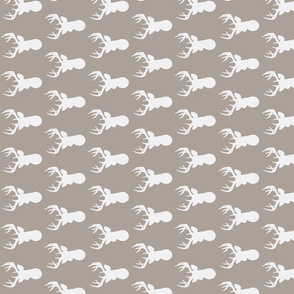 Deer Silhouette in White on Taupe