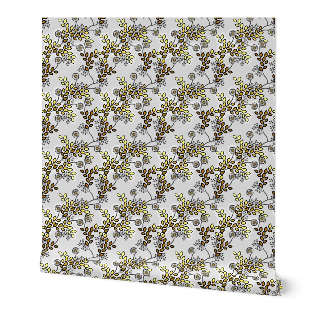 Floral Glints of gray and gold