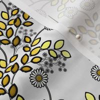 Floral Glints of gray and gold