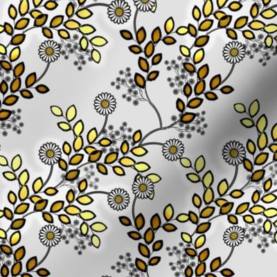 Floral Glints of gray and gold
