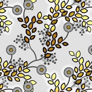 Floral Glints of gray and gold