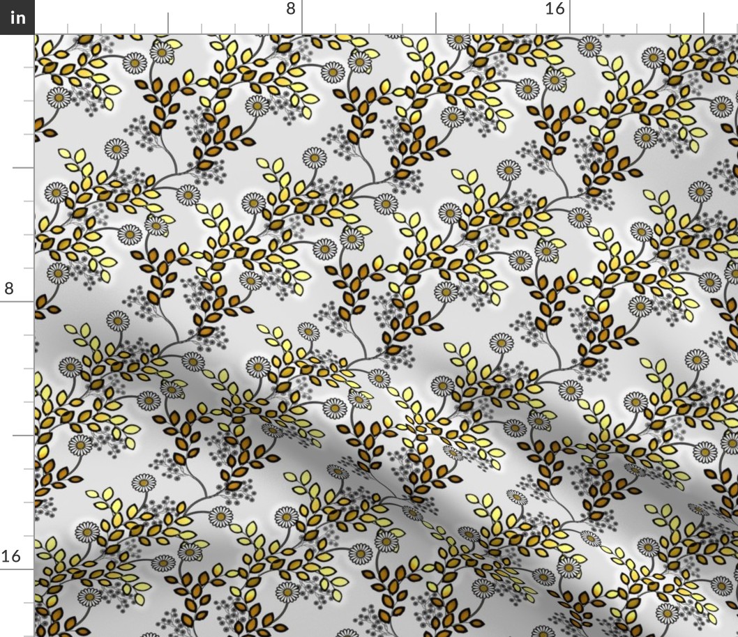 Floral Glints of gray and gold