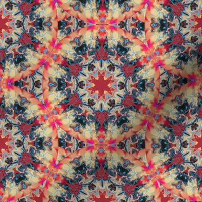 Marbleized Kaleidoscope Star, Fiery