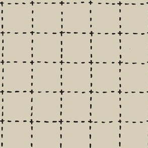 stitched grid in tan and black